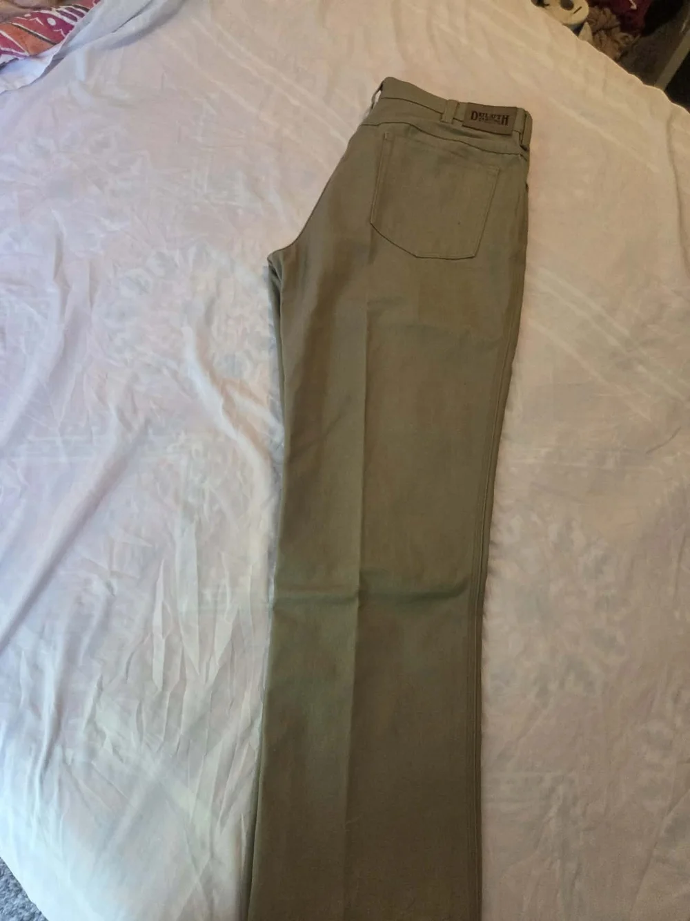 Duluth Trading Co. Tan/Natural Fire Hose 5-Pocket Jeans Tag